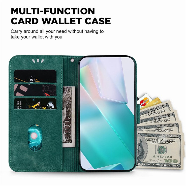 For Xiaomi Redmi Note 14 5G / 14 4G Wallet Case Tiger Imprint Leather Shockproof Phone Cover - Green