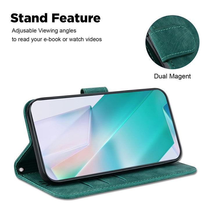 For Xiaomi Redmi Note 14 5G / 14 4G Wallet Case Tiger Imprint Leather Shockproof Phone Cover - Green