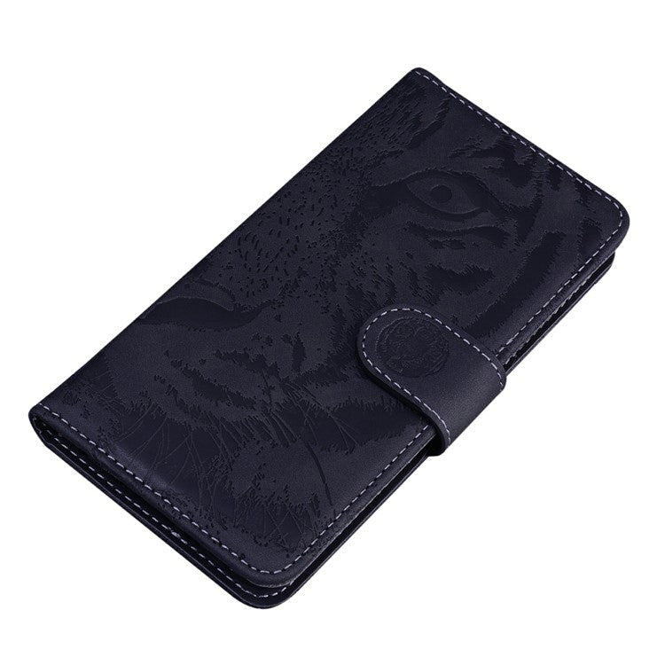 For Xiaomi Redmi Note 14 5G / 14 4G Case Tiger Imprint Leather Wallet Phone Cover - Black