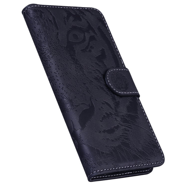 For Xiaomi Redmi Note 14 5G / 14 4G Case Tiger Imprint Leather Wallet Phone Cover - Black