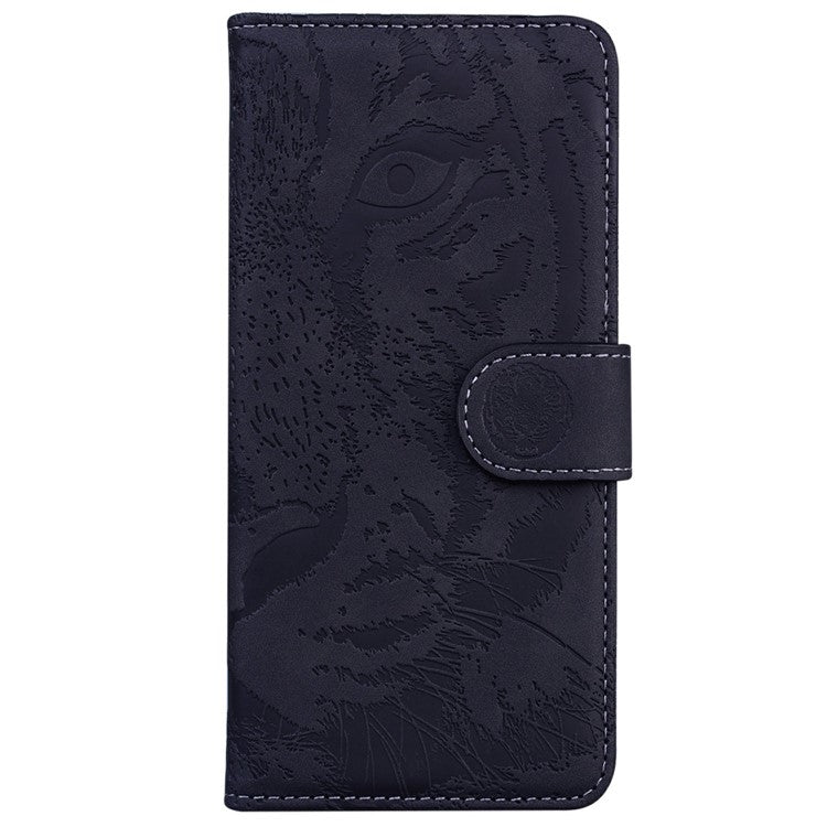 For Xiaomi Redmi Note 14 5G / 14 4G Case Tiger Imprint Leather Wallet Phone Cover - Black