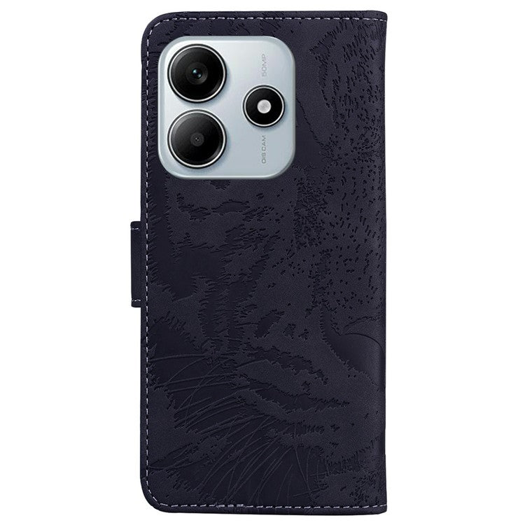 For Xiaomi Redmi Note 14 5G / 14 4G Case Tiger Imprint Leather Wallet Phone Cover - Black