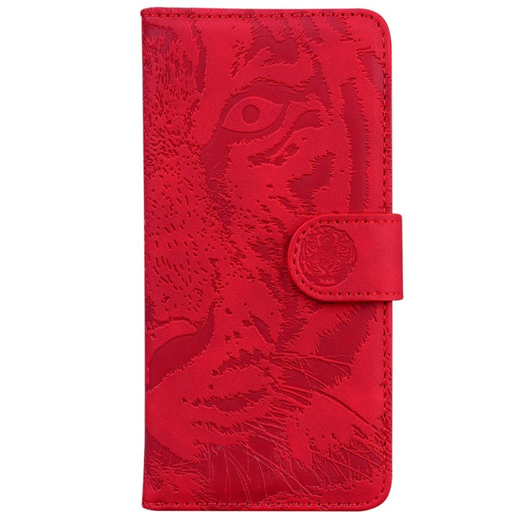 For Xiaomi Redmi Note 14 5G Case Tiger Imprint Leather Wallet Phone Cover - Red