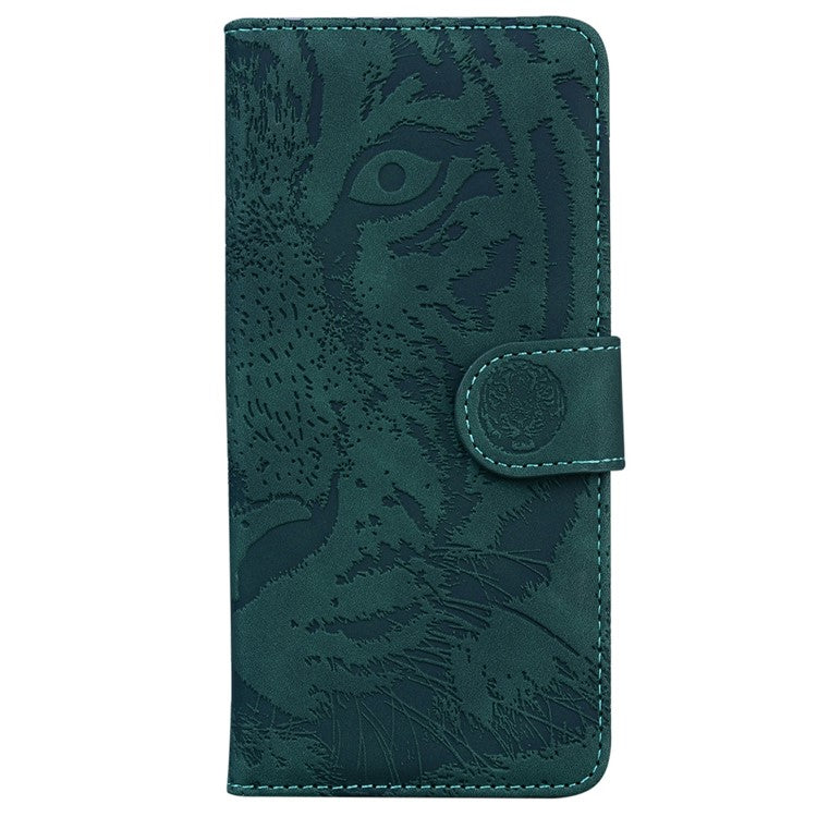 For Xiaomi Redmi Note 14 5G / 14 4G Case Tiger Imprint Leather Wallet Phone Cover - Green