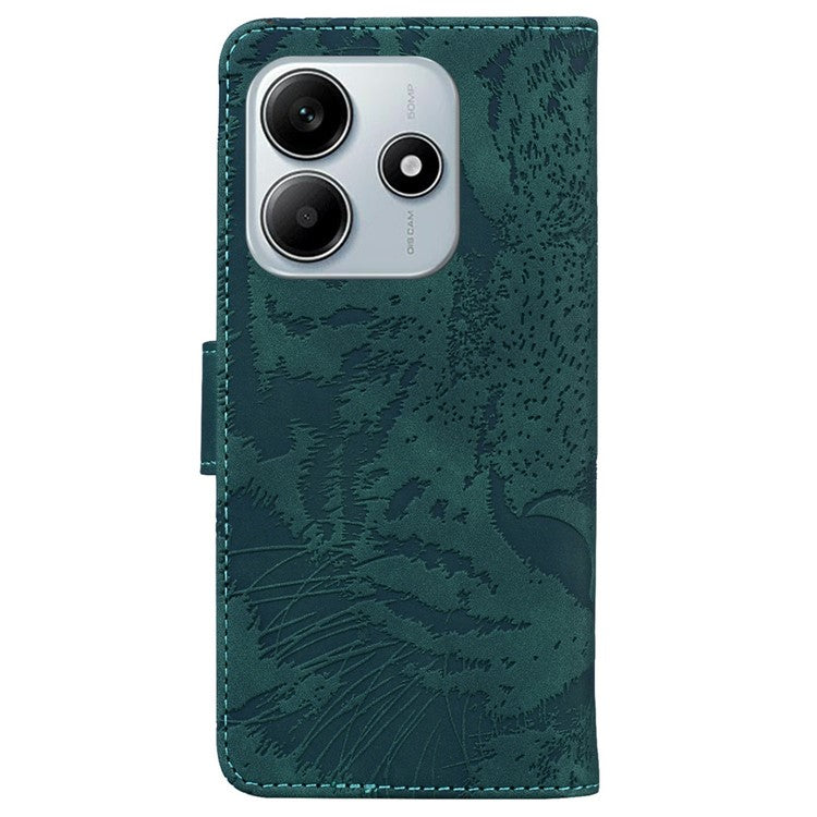 For Xiaomi Redmi Note 14 5G / 14 4G Case Tiger Imprint Leather Wallet Phone Cover - Green