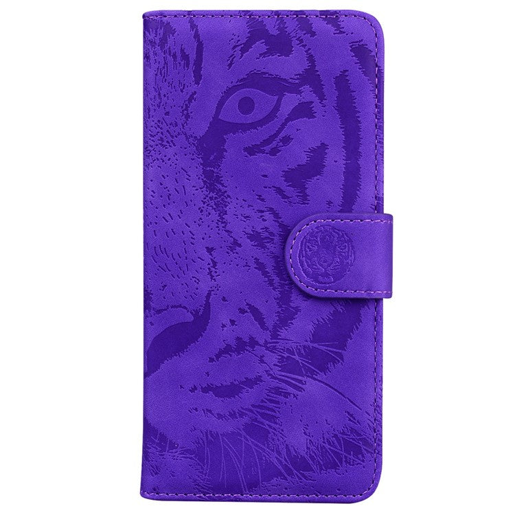 For Xiaomi Redmi Note 14 5G / 14 4G Case Tiger Imprint Leather Wallet Phone Cover - Purple