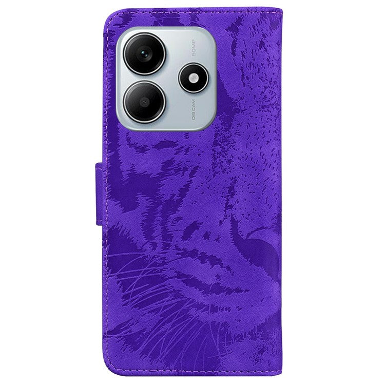 For Xiaomi Redmi Note 14 5G / 14 4G Case Tiger Imprint Leather Wallet Phone Cover - Purple