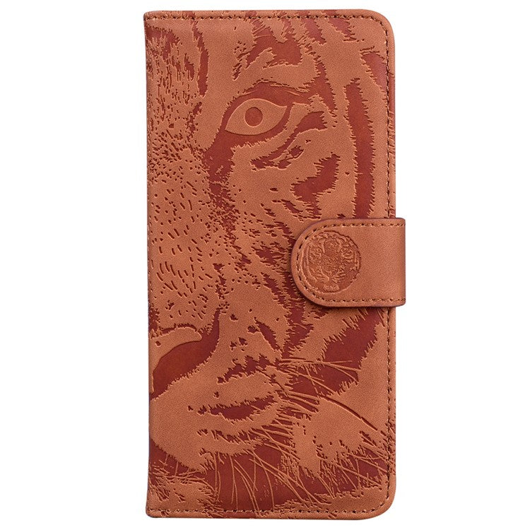 For Xiaomi Redmi Note 14 5G / 14 4G Case Tiger Imprint Leather Wallet Phone Cover - Brown