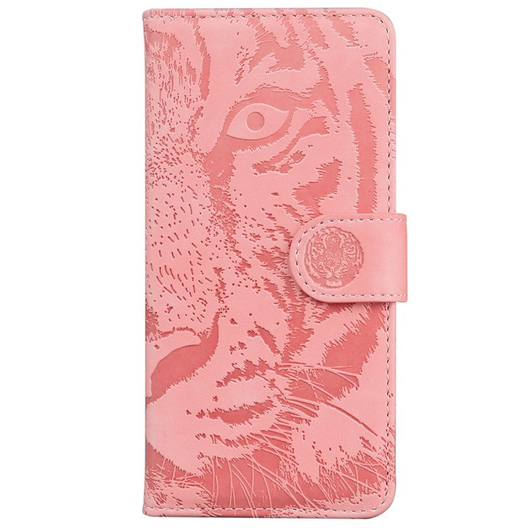 For Xiaomi Redmi Note 14 5G Case Tiger Imprint Leather Wallet Phone Cover - Pink