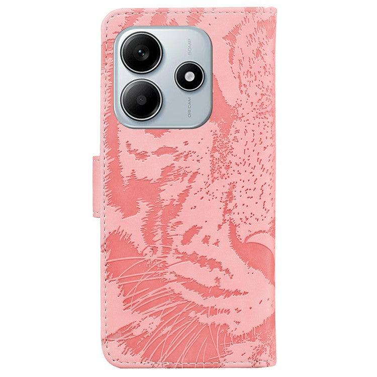 For Xiaomi Redmi Note 14 5G Case Tiger Imprint Leather Wallet Phone Cover - Pink