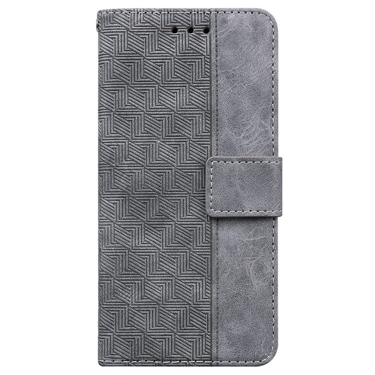 For Xiaomi Redmi Note 14 5G / 14 4G Case Geometry Pattern Leather Wallet Phone Cover - Grey