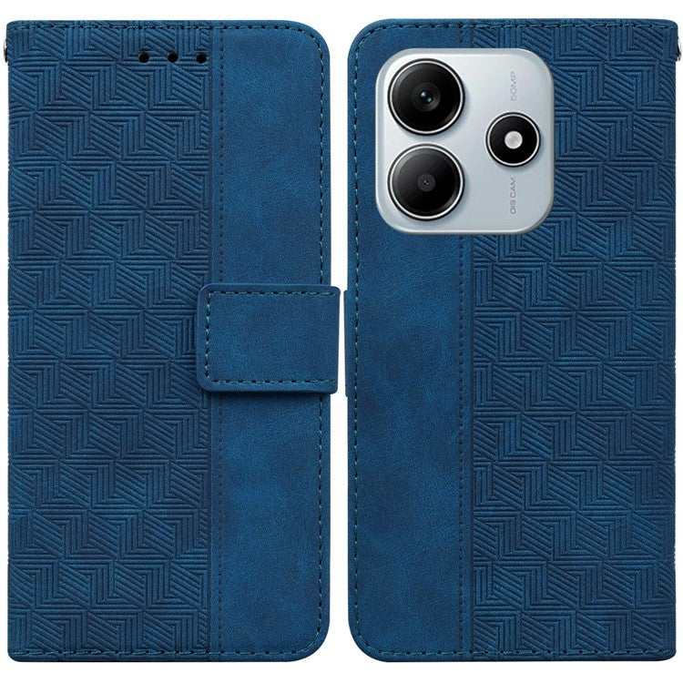 For Xiaomi Redmi Note 14 5G / 14 4G Case Geometry Pattern Leather Wallet Phone Cover - Blue