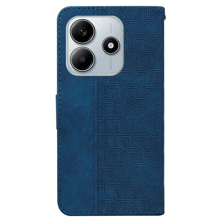 For Xiaomi Redmi Note 14 5G / 14 4G Case Geometry Pattern Leather Wallet Phone Cover - Blue