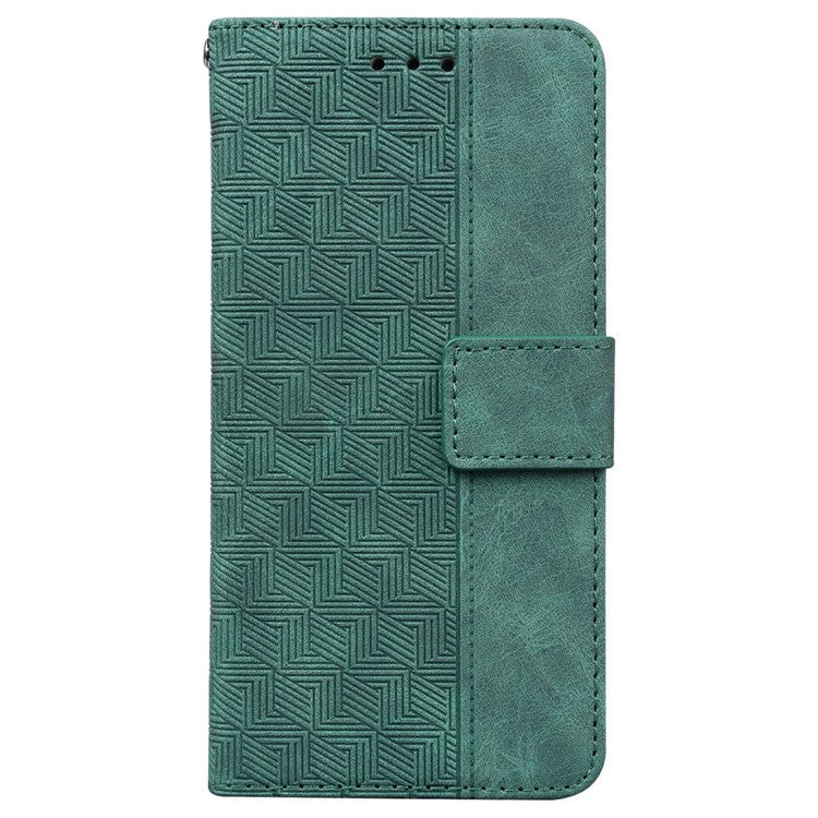 For Xiaomi Redmi Note 14 5G / 14 4G Case Geometry Pattern Leather Wallet Phone Cover - Green