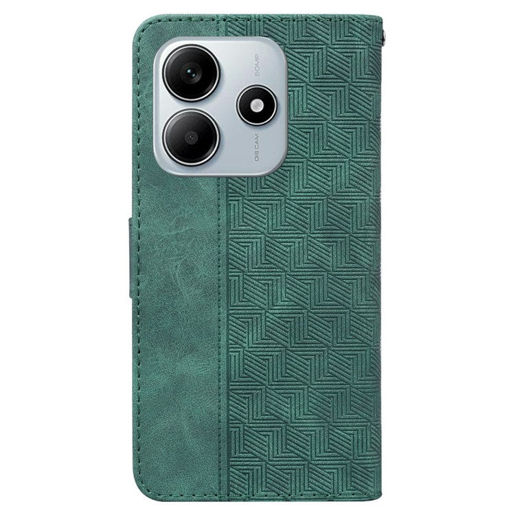 For Xiaomi Redmi Note 14 5G / 14 4G Case Geometry Pattern Leather Wallet Phone Cover - Green