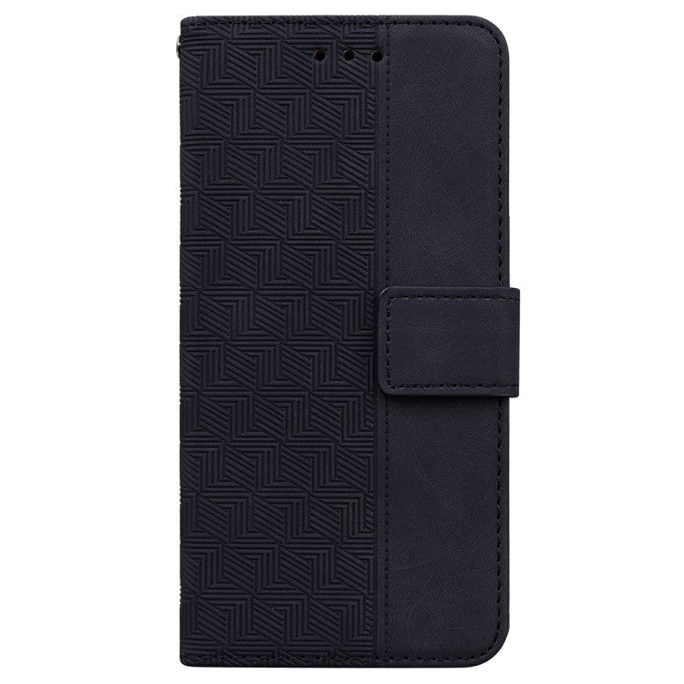 For Xiaomi Redmi Note 14 5G / 14 4G Case Geometry Pattern Leather Wallet Phone Cover - Black