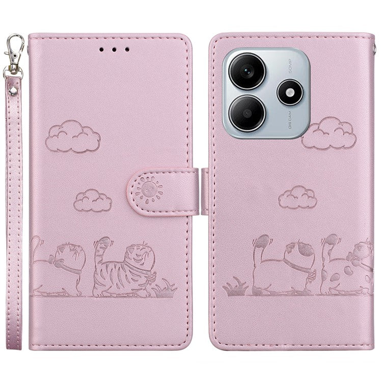 For Xiaomi Redmi Note 14 5G / 14 4G Case RFID Blocking Kitten Pattern TPU+PU Leather Phone Cover - Pink