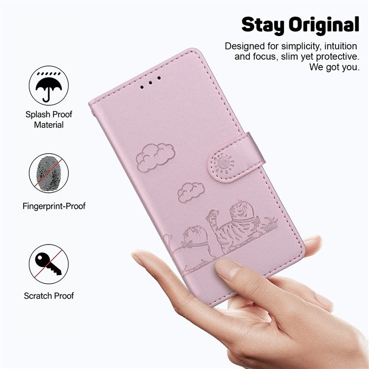 For Xiaomi Redmi Note 14 5G / 14 4G Case RFID Blocking Kitten Pattern TPU+PU Leather Phone Cover - Pink