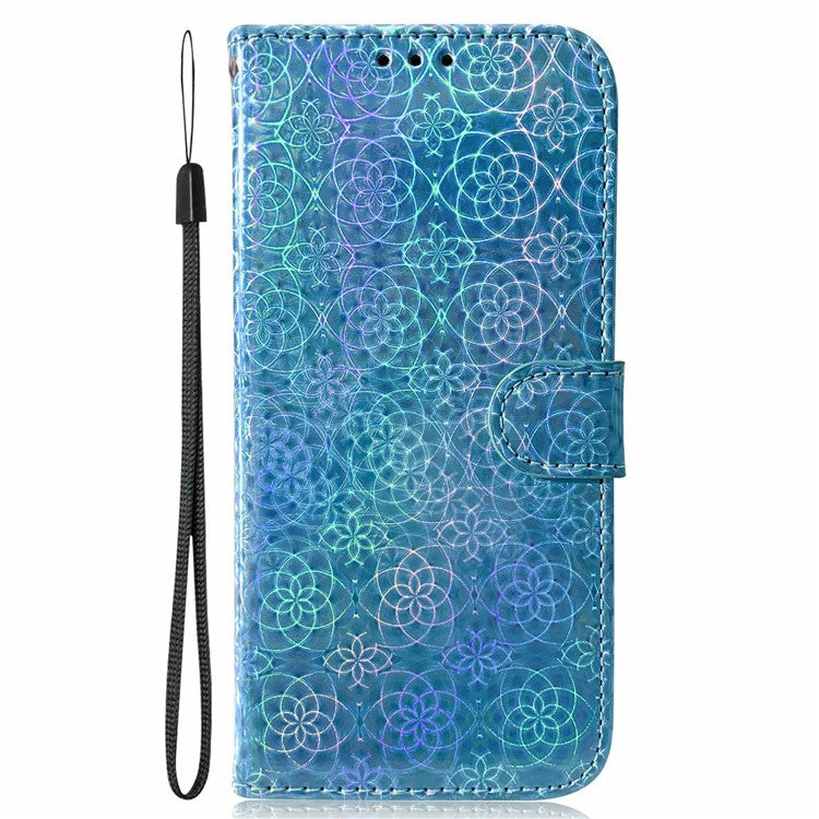 For Xiaomi Redmi Note 14 5G Stand Case Dazzling Flower Leather Phone Cover - Blue