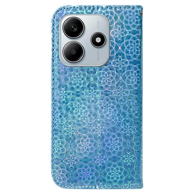 For Xiaomi Redmi Note 14 5G Stand Case Dazzling Flower Leather Phone Cover - Blue