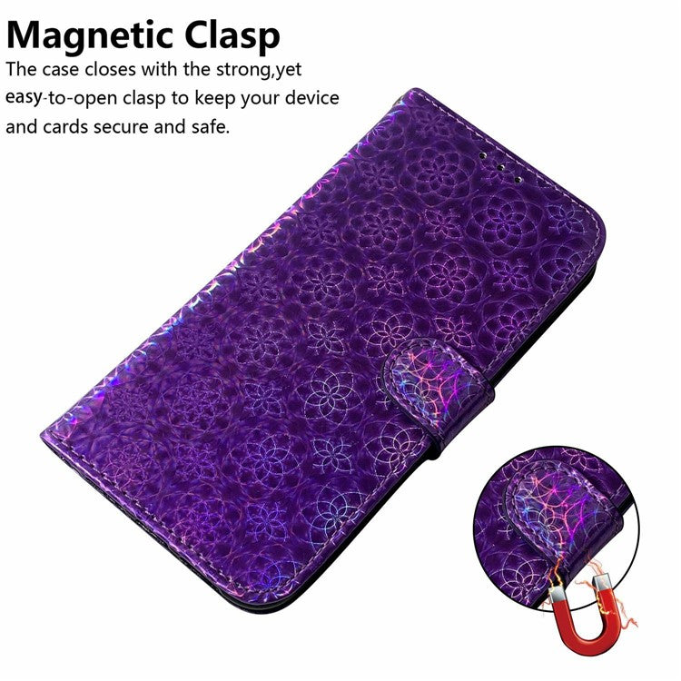 For Xiaomi Redmi Note 14 5G Stand Case Dazzling Flower Leather Phone Cover - Purple