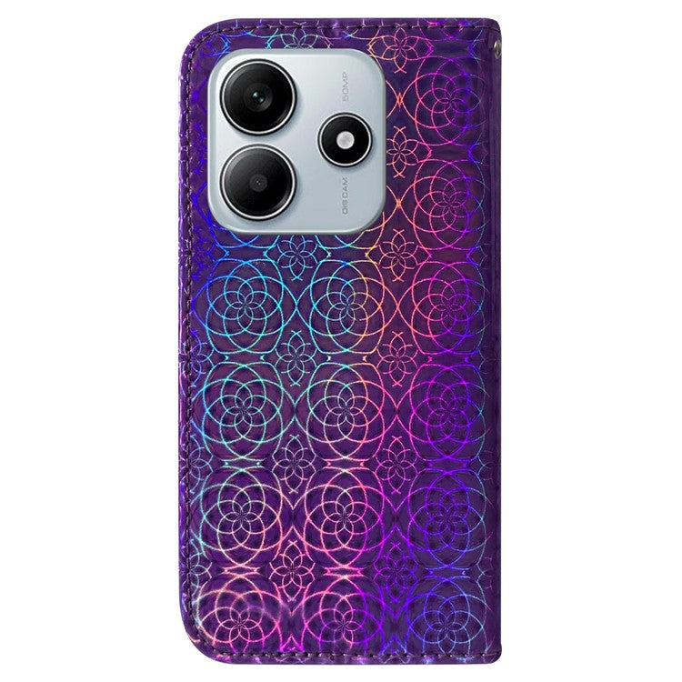 For Xiaomi Redmi Note 14 5G Stand Case Dazzling Flower Leather Phone Cover - Purple