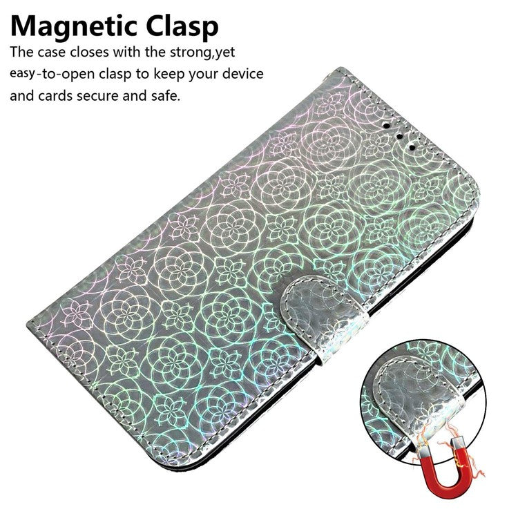 For Xiaomi Redmi Note 14 5G Stand Case Dazzling Flower Leather Phone Cover - Grey