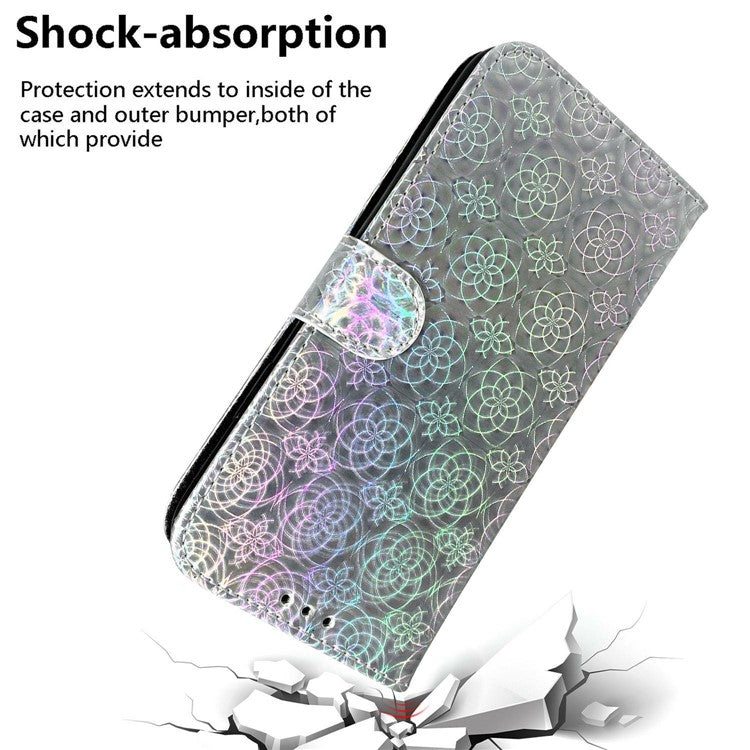 For Xiaomi Redmi Note 14 5G Stand Case Dazzling Flower Leather Phone Cover - Grey