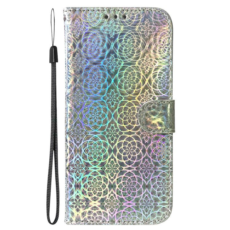 For Xiaomi Redmi Note 14 5G Stand Case Dazzling Flower Leather Phone Cover - Grey