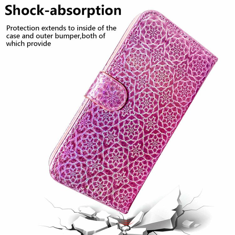 For Xiaomi Redmi Note 14 5G Stand Case Dazzling Flower Leather Phone Cover - Pink