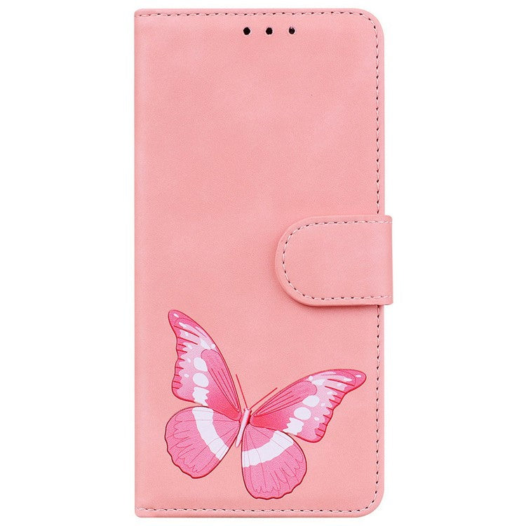 For Xiaomi Redmi Note 14 5G Stand Case PU Leather Phone Cover Butterfly Printed - Pink