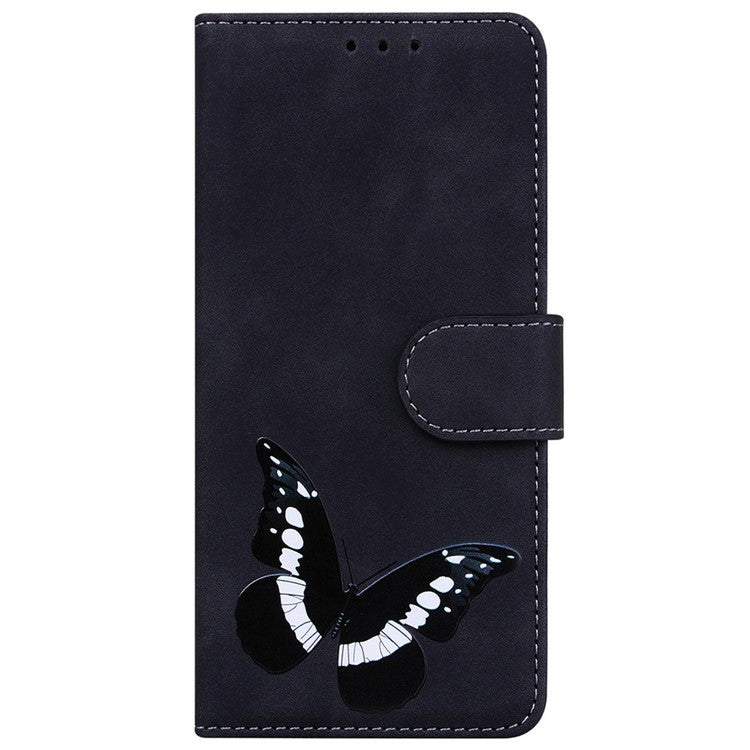 For Xiaomi Redmi Note 14 5G Stand Case PU Leather Phone Cover Butterfly Printed - Black