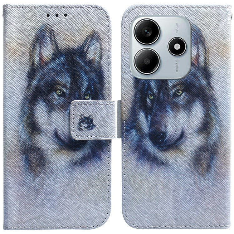 For Xiaomi Redmi Note 14 5G Wallet Case Pattern Print Leather Phone Cover - Wolf