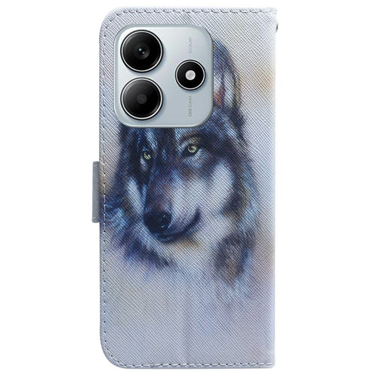 For Xiaomi Redmi Note 14 5G Wallet Case Pattern Print Leather Phone Cover - Wolf