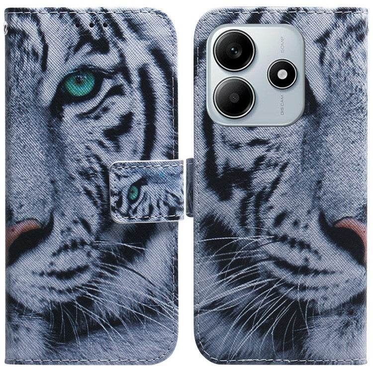 For Xiaomi Redmi Note 14 5G Wallet Case Pattern Print Leather Phone Cover - Tiger