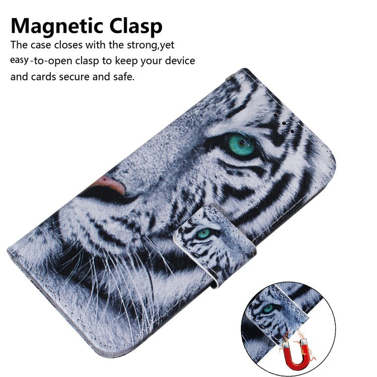 For Xiaomi Redmi Note 14 5G Wallet Case Pattern Print Leather Phone Cover - Tiger