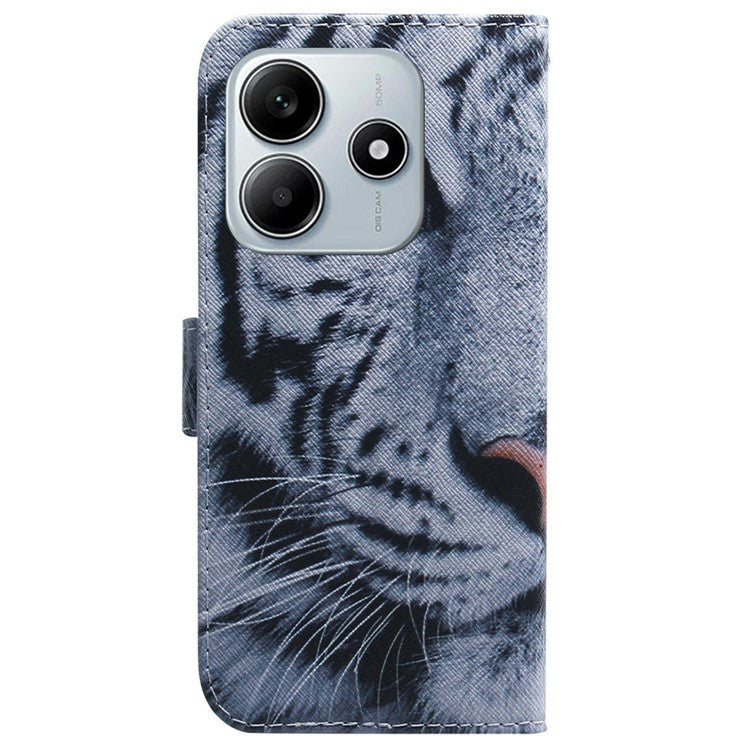 For Xiaomi Redmi Note 14 5G Wallet Case Pattern Print Leather Phone Cover - Tiger