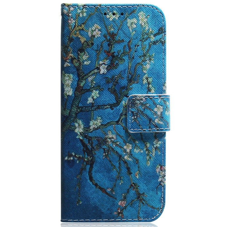 For Xiaomi Redmi Note 14 5G Wallet Case Pattern Print Leather Phone Cover - Apricot Flowers