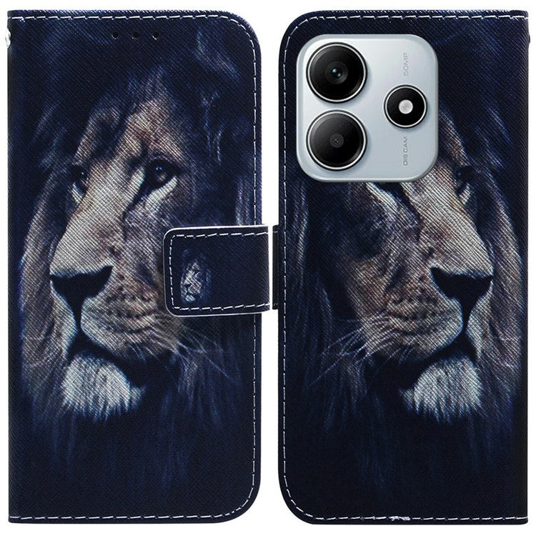 For Xiaomi Redmi Note 14 5G Wallet Case Pattern Print Leather Phone Cover - Lion