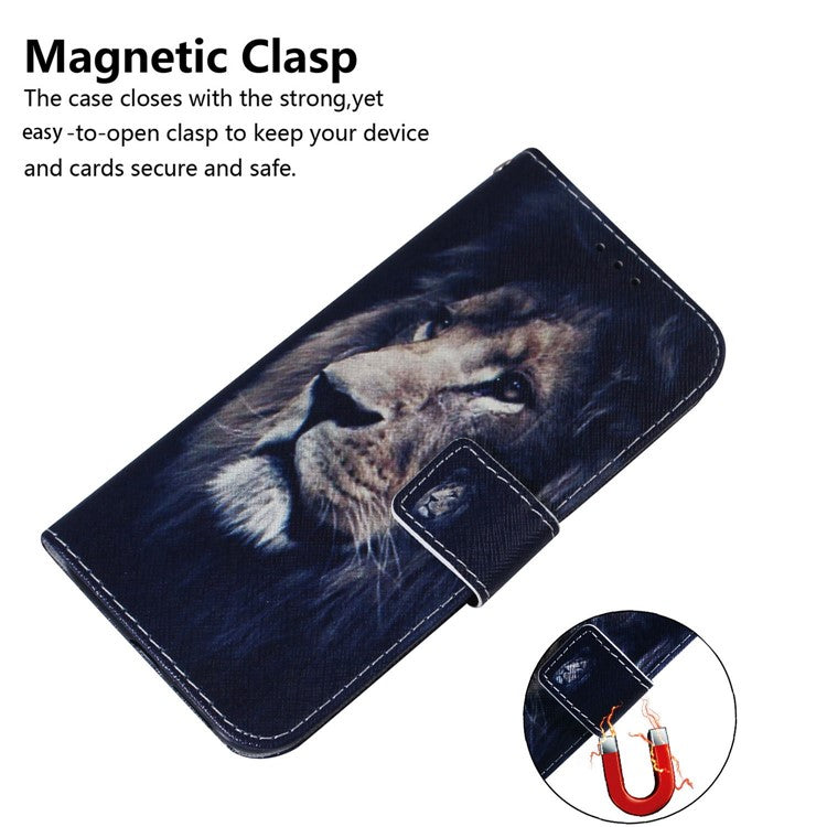 For Xiaomi Redmi Note 14 5G Wallet Case Pattern Print Leather Phone Cover - Lion