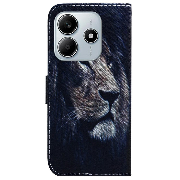 For Xiaomi Redmi Note 14 5G Wallet Case Pattern Print Leather Phone Cover - Lion