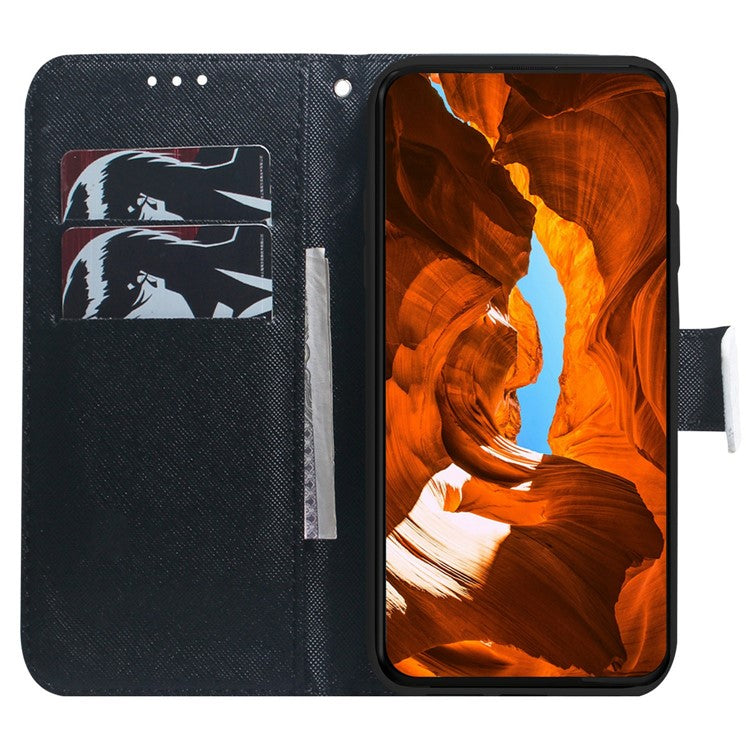 For Xiaomi Redmi Note 14 5G Wallet Case Pattern Print Leather Phone Cover - Dog and Wolf