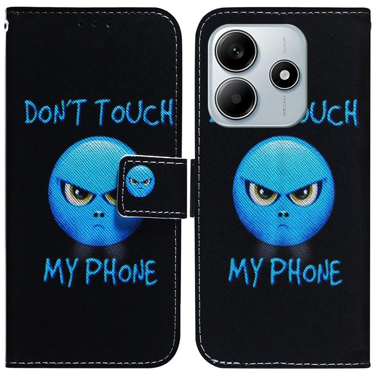 For Xiaomi Redmi Note 14 5G Wallet Case Pattern Print Leather Phone Cover - Don't Touch My Phone