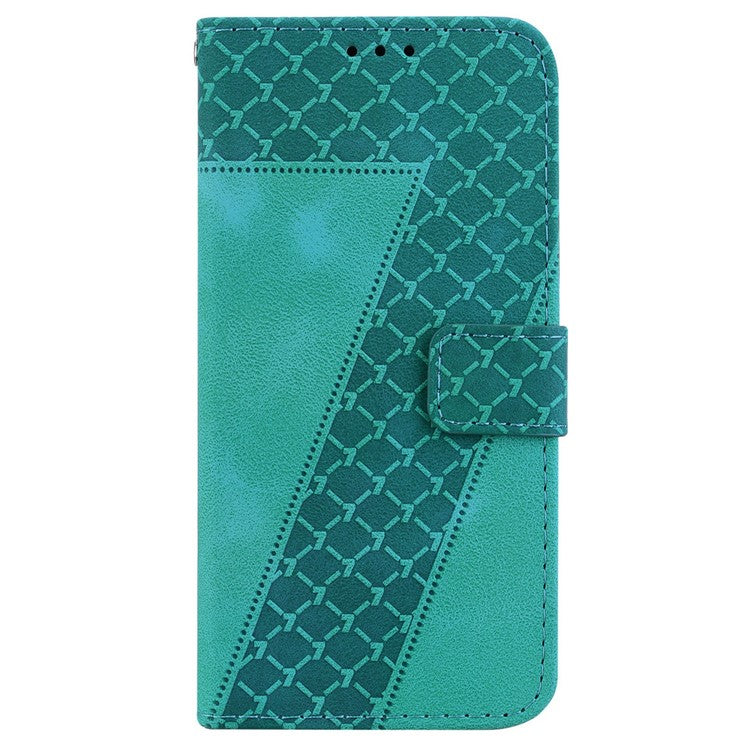 For Xiaomi Redmi Note 14 5G / 14 4G Stand Case 7-Shaped Pattern Imprint Leather Phone Cover - Green