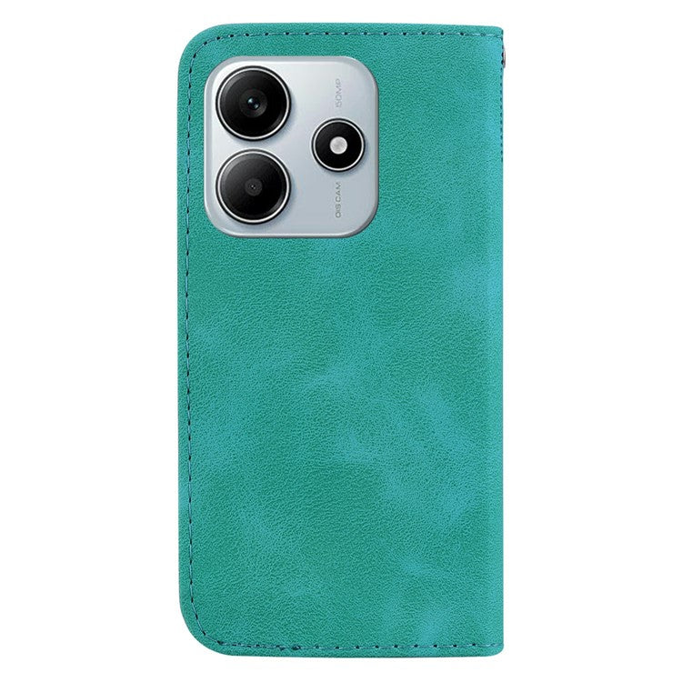 For Xiaomi Redmi Note 14 5G / 14 4G Stand Case 7-Shaped Pattern Imprint Leather Phone Cover - Green