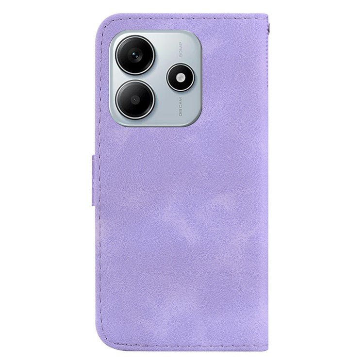 For Xiaomi Redmi Note 14 5G / 14 4G Stand Case 7-Shaped Pattern Imprint Leather Phone Cover - Purple