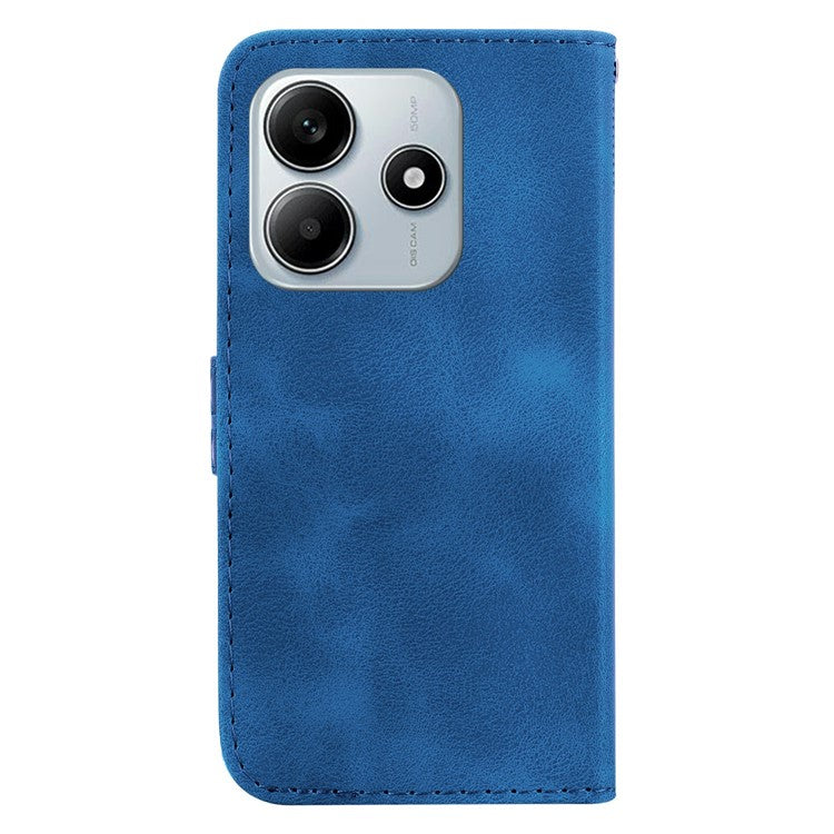 For Xiaomi Redmi Note 14 5G / 14 4G Stand Case 7-Shaped Pattern Imprint Leather Phone Cover - Dark Blue