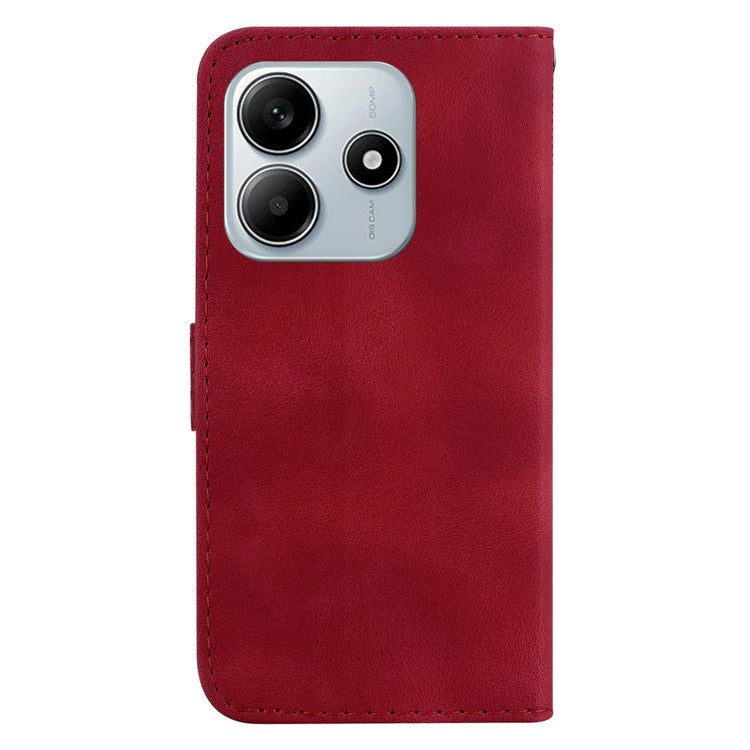 For Xiaomi Redmi Note 14 5G / 14 4G Stand Case 7-Shaped Pattern Imprint Leather Phone Cover - Red