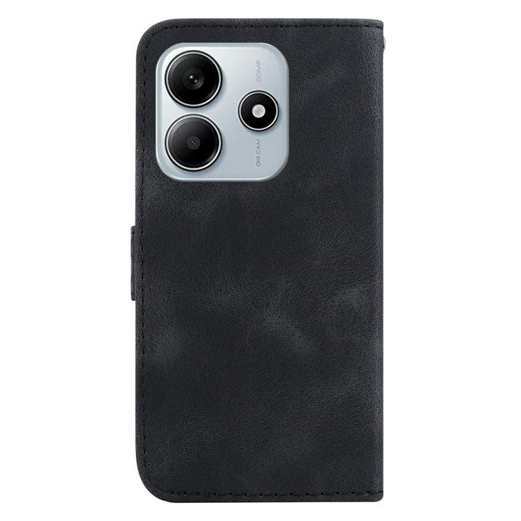 For Xiaomi Redmi Note 14 5G / 14 4G Stand Case 7-Shaped Pattern Imprint Leather Phone Cover - Black