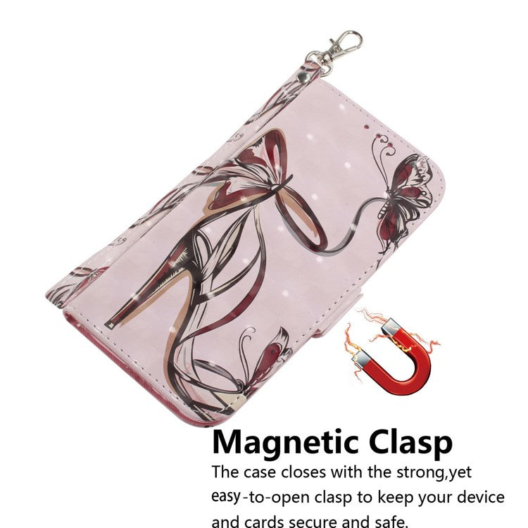 For Xiaomi Redmi Note 14 5G / 14 4G Case Pattern Printing Leather Wallet Phone Cover - Butterfly High Heels